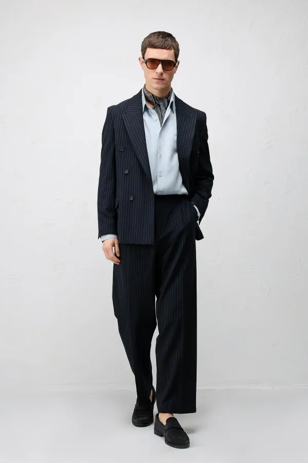 Costume rayé Antioch Navy coupe décontractée pour homme