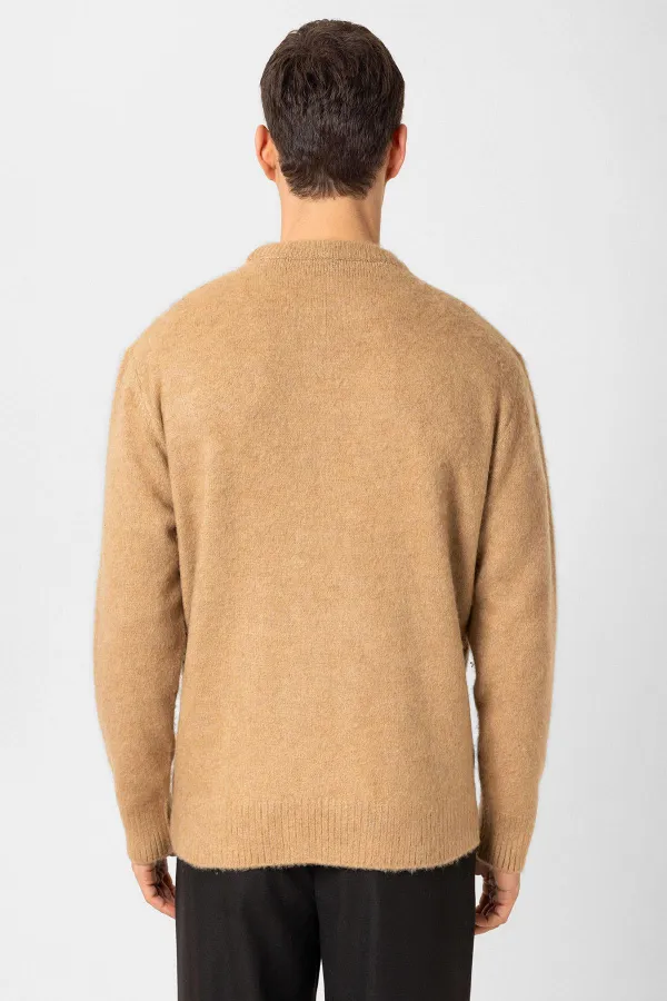 Antioch Açık Kahve Yün Görünümlü Erkek Kazak