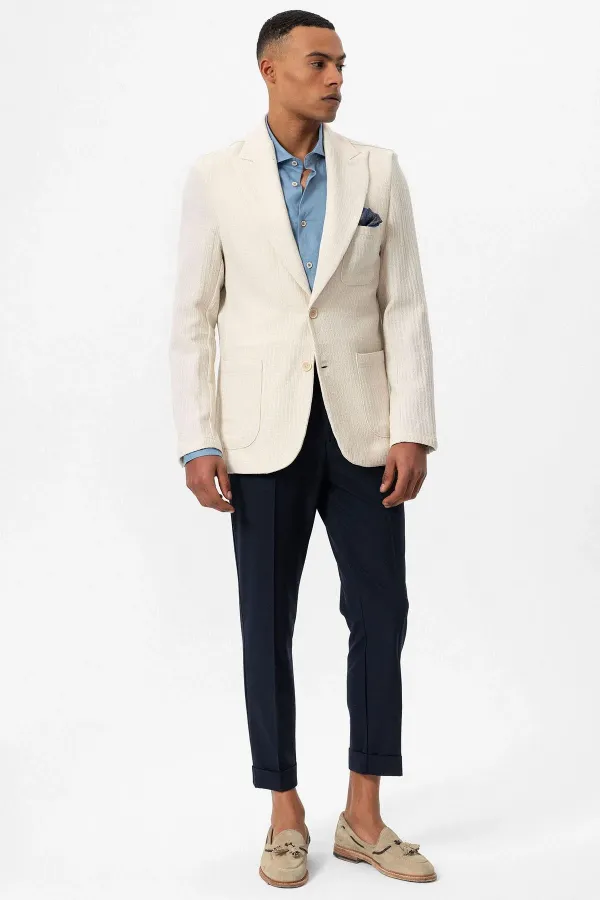 Antioch Beige Unlined Men's Blazer Jacket with Patch Pockets