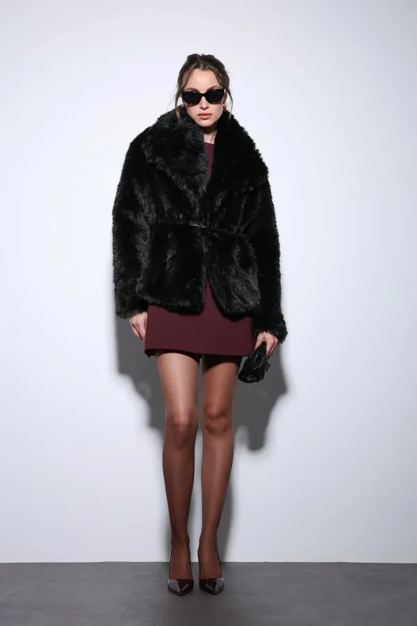 Antioch Siyah Suni Kürk Kadın Ceket