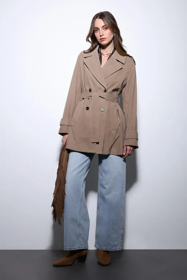 Antioch Vizon Süet Görünümlü Kadın Trençkot