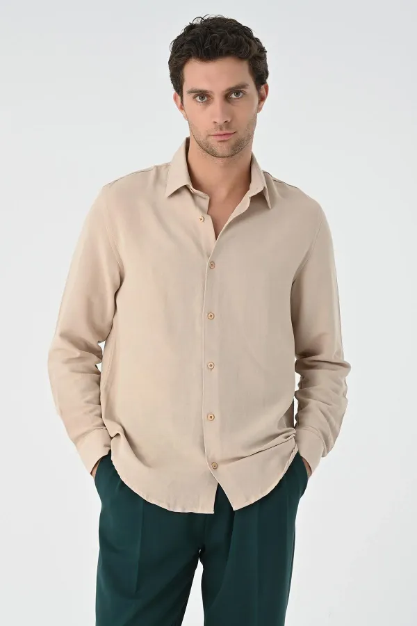 Chemise à manches longues beige clair Antioch pour homme