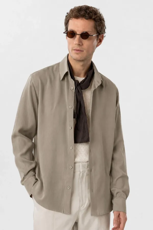 Antioch Stone Relax Fit Lyocell Fabric Men's Shirt Antioch Stone Relax Fit Lyocell Fabric Men's Shirt