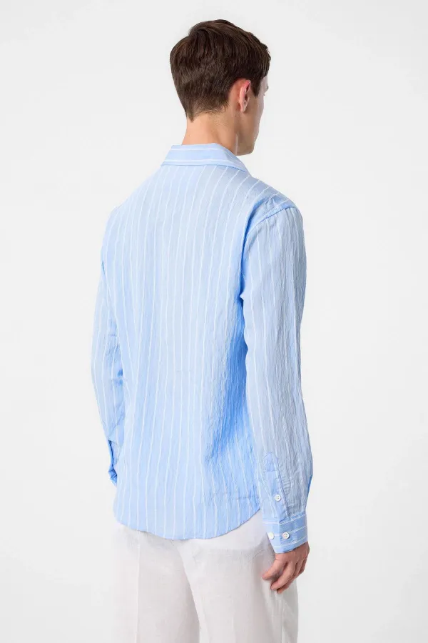 Antioch Bebe Blue Relax Fit Striped Boys' Shirt