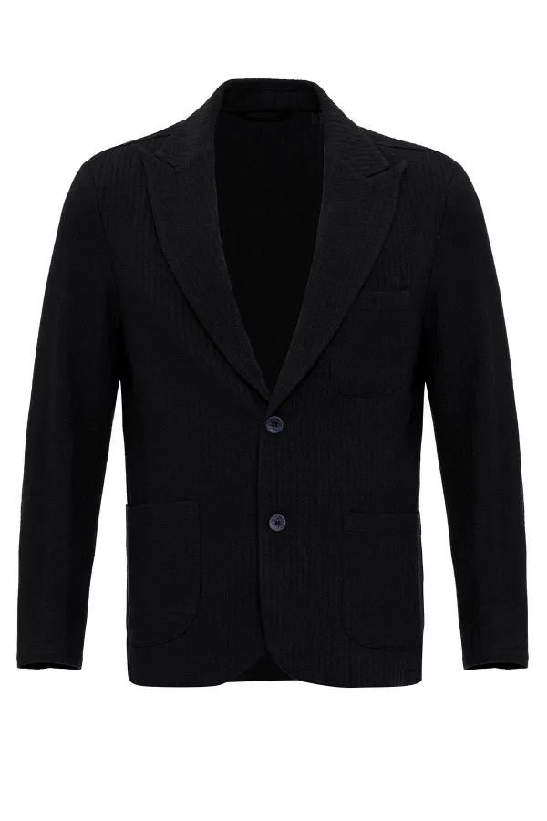 Antioch Black Unlined Men's Blazer Jacket with Patch Pockets