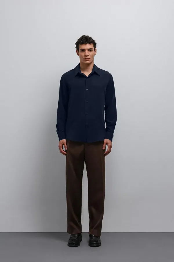 Antioch Navy Blue Technical Regular Fit Men's Shirt