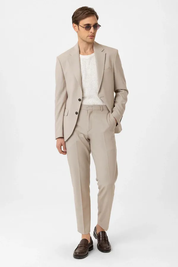 Costume classique pour homme Antioch beige, coupe ajustée