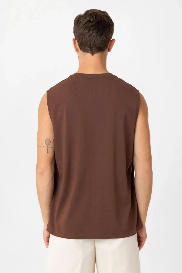 Antioch Kahve Relaxed Fit Erkek Kolsuz T-Shirt