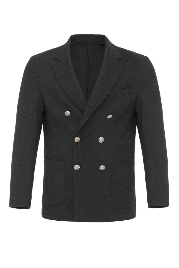 Veste blazer homme Antioch anthracite non doublée à double boutonnage