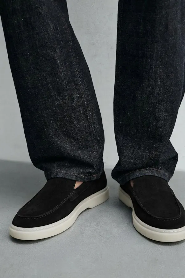 Mocassins Antioch en cuir suédé noir cousu