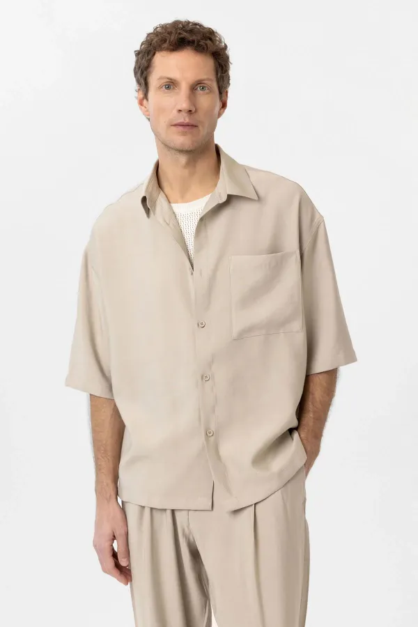 Chemise homme Antioch beige décontractée à manches courtes