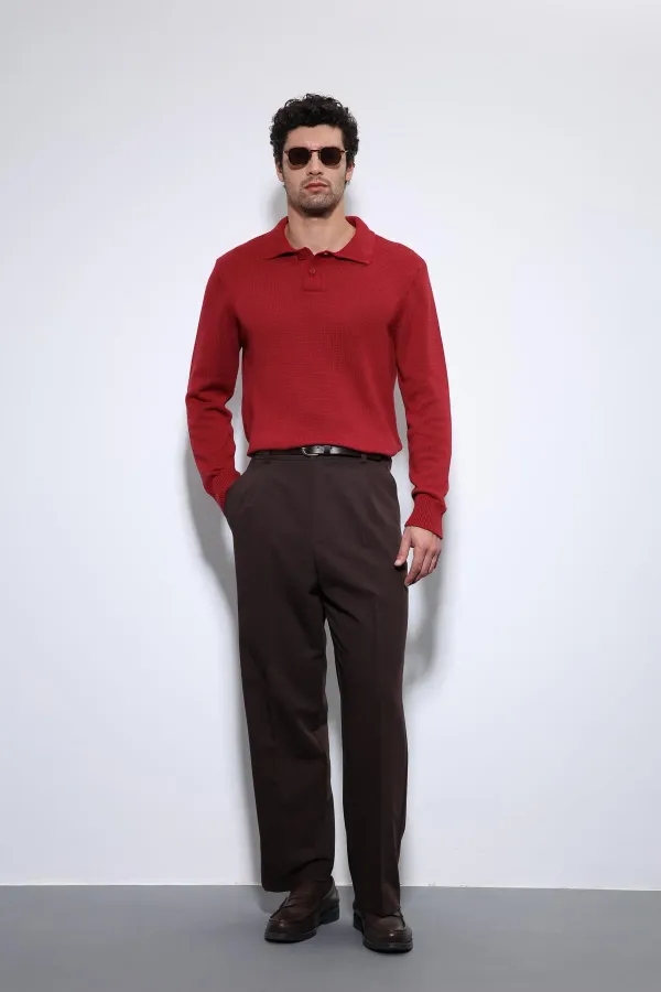 Pull basique pour homme à col polo rouge Antioch