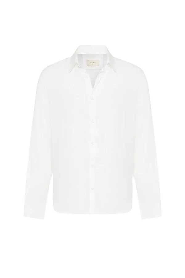 Antioch White Relax Fit Lyocell Fabric Men's Shirt