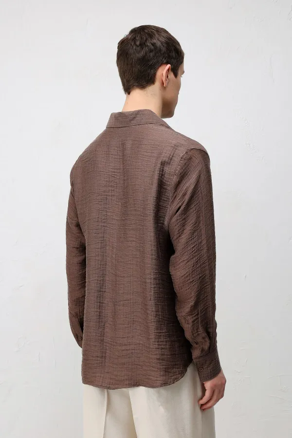 Antioch Light Brown Crinkled Relax Fit Men's Shirt