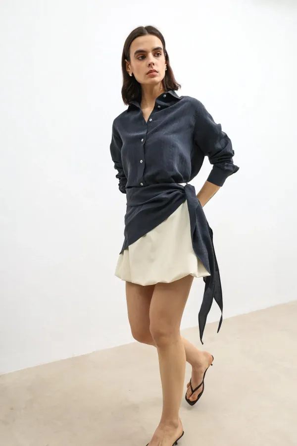 Antioch Antrasit Mendil Detaylı Kadın Gömlek