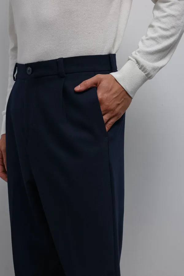 Antioch Açık Lacivert Relax Fit Baggy Pilili Erkek Pantolon