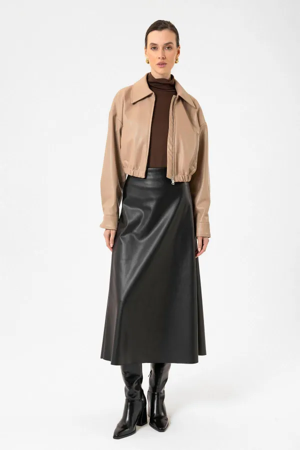 Veste courte en similicuir beige Antioch pour femme