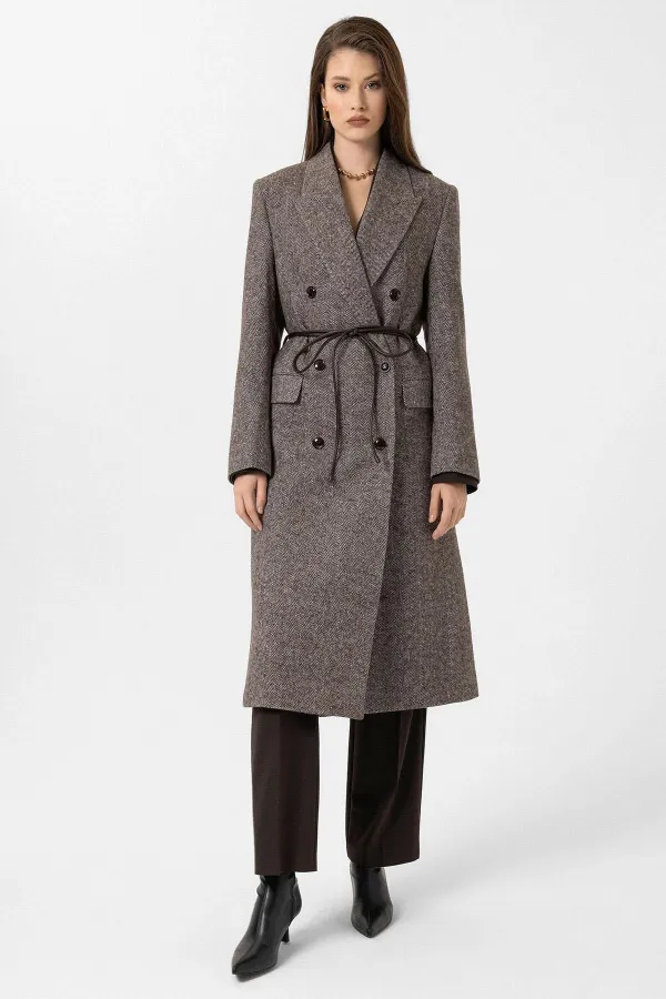 Manteau croisé à chevrons pour femme Antioch Coffee