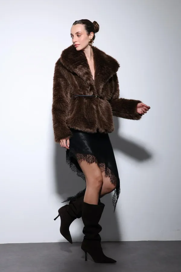 Veste en fausse fourrure Antioch Coffee pour femme