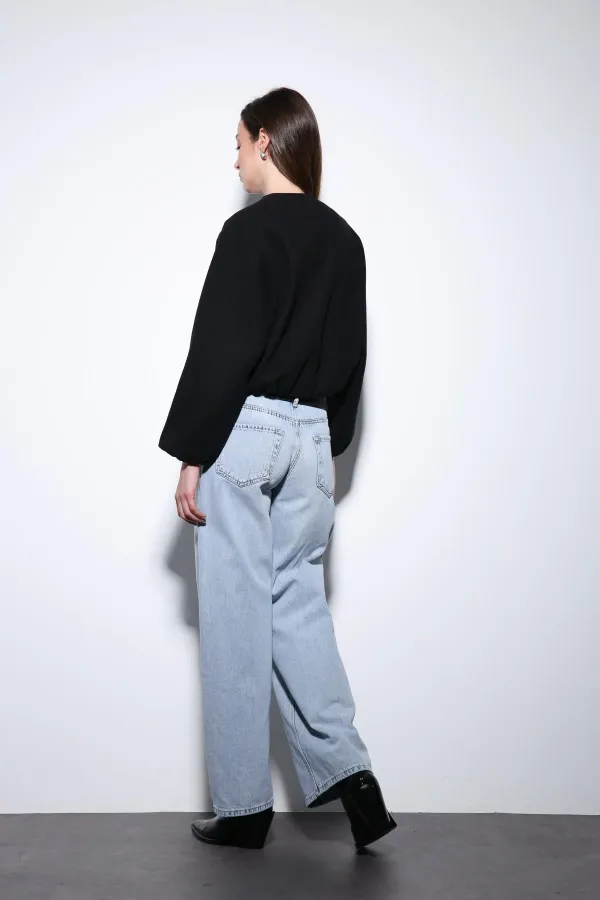 Antioch Siyah Bel Lastikli Crop Kadın Mont