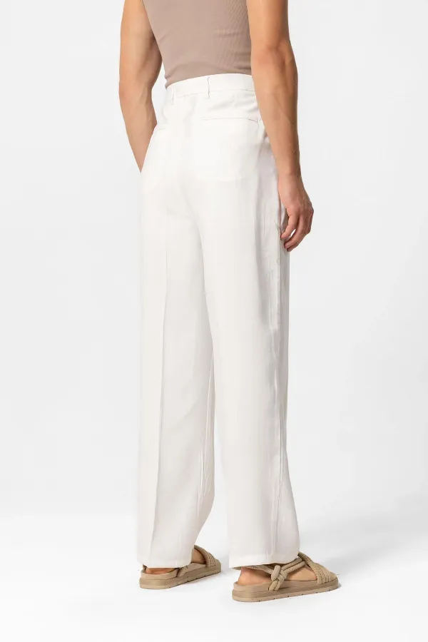 Antioch Ekru Yüksek Bel Pileli Baggy Erkek Pantolon