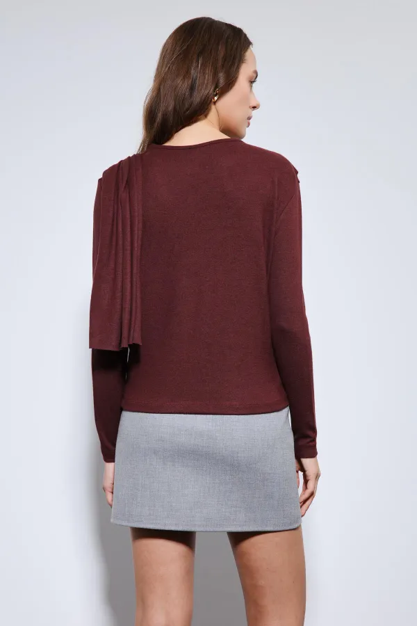Antioch Bordo Drapeli Şal Detaylı Top