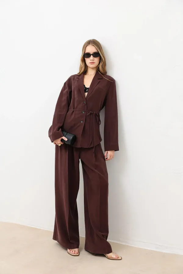 Veste cintrée drapée bordeaux Antioch