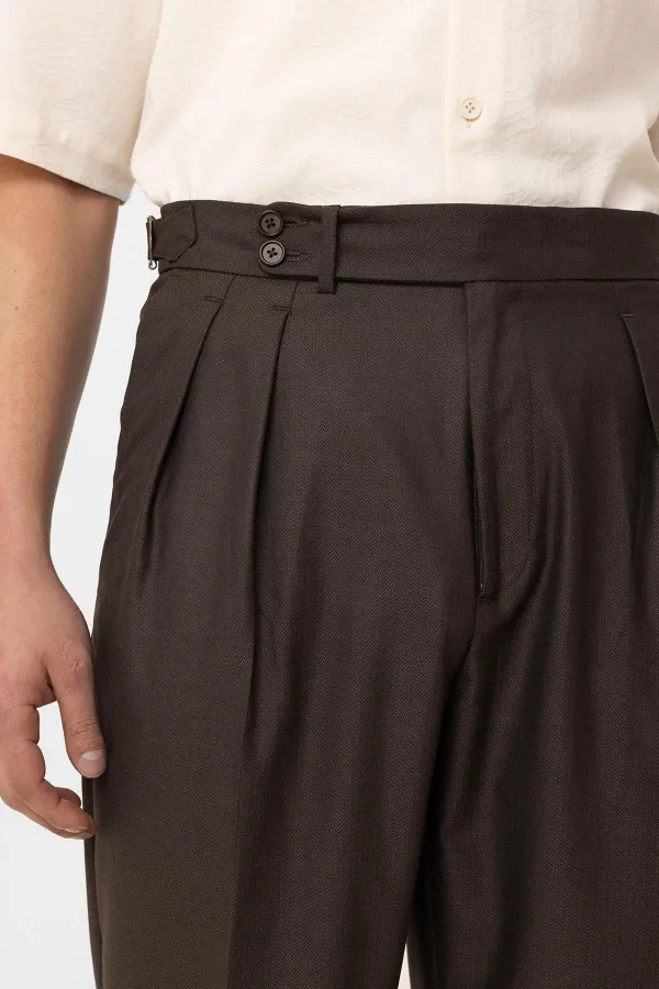 Pantalon homme Antioch Coffee plissé taille haute