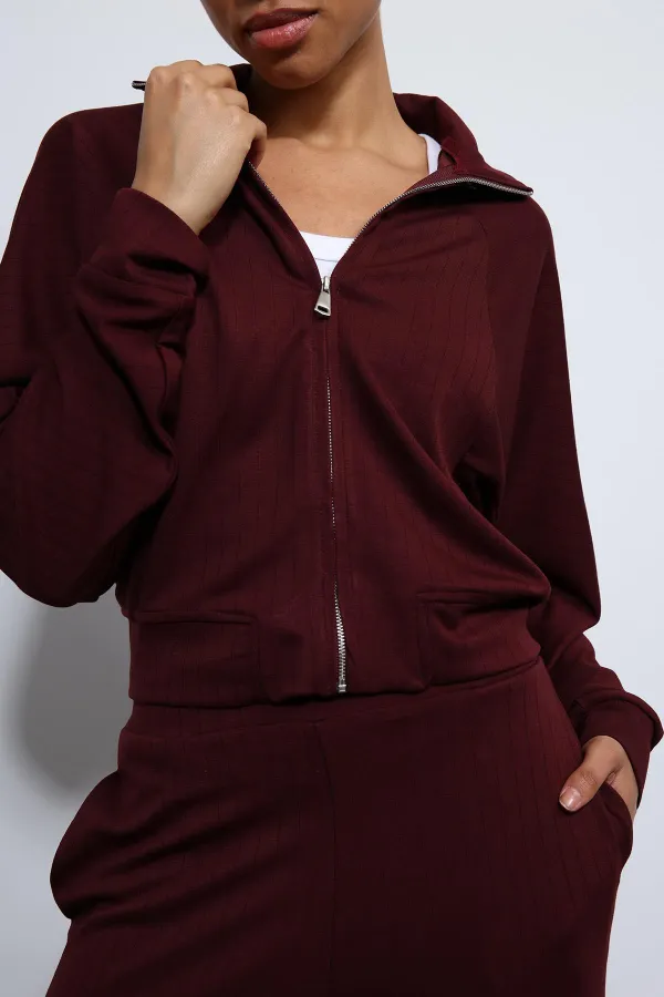 Antioch Bordo Geniş Paça Çizgili Eşofman Takım