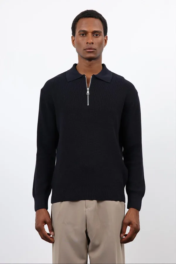 Pull en maille bleu marine Antioch pour homme