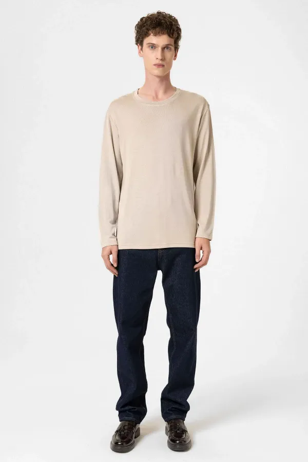 Antioch Beige Relaxed Fit Basic Men's T-Shirt