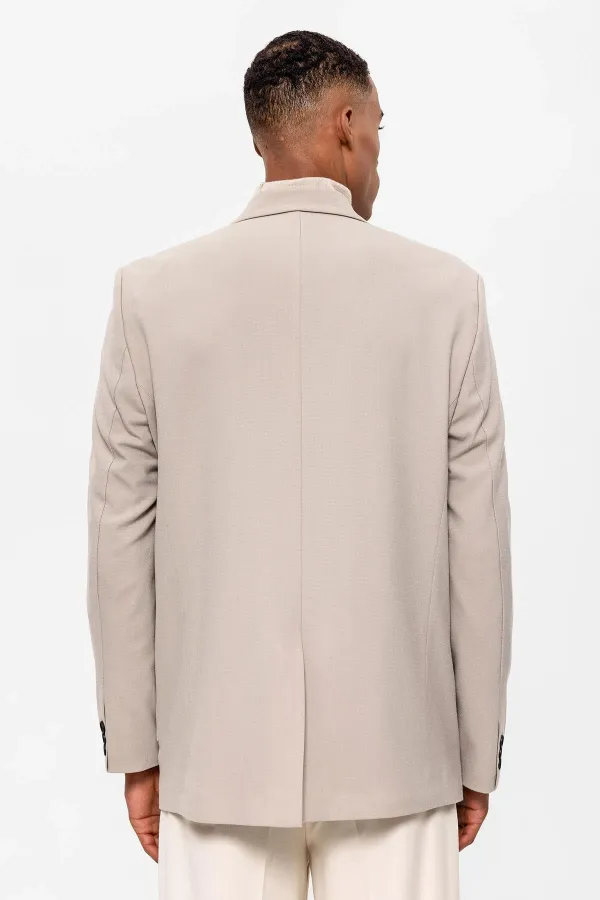 Antioch Açık Bej Torba Cepli Kruvaze Erkek Blazer Ceket
