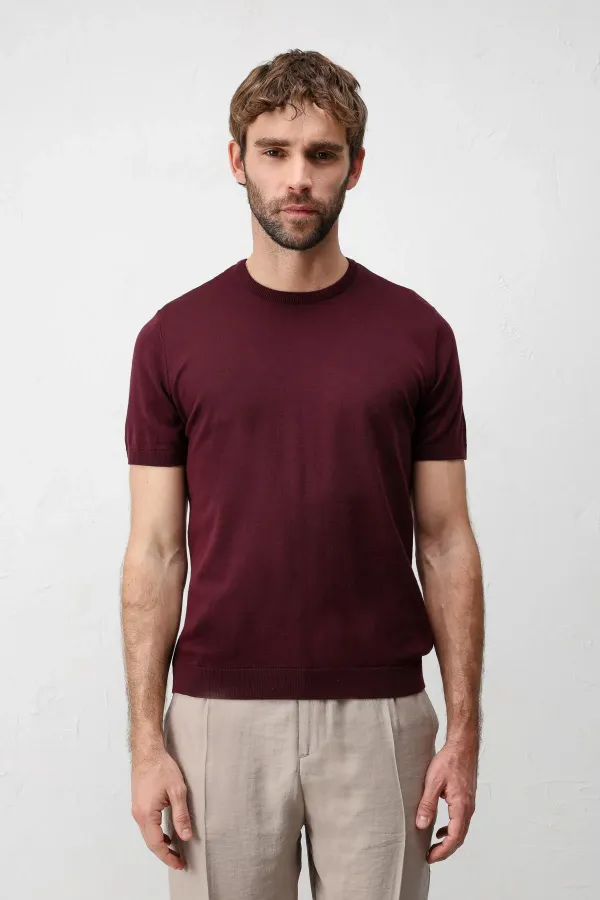 Antioch Bordo Comfort Slim Triko T-Shirt