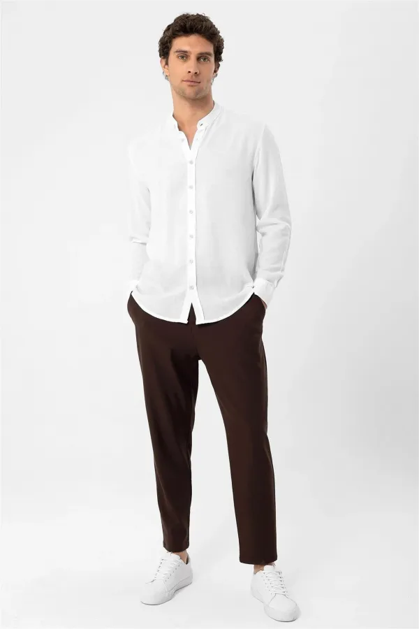 Antioch White Mandarin Collar Men's Shirt
