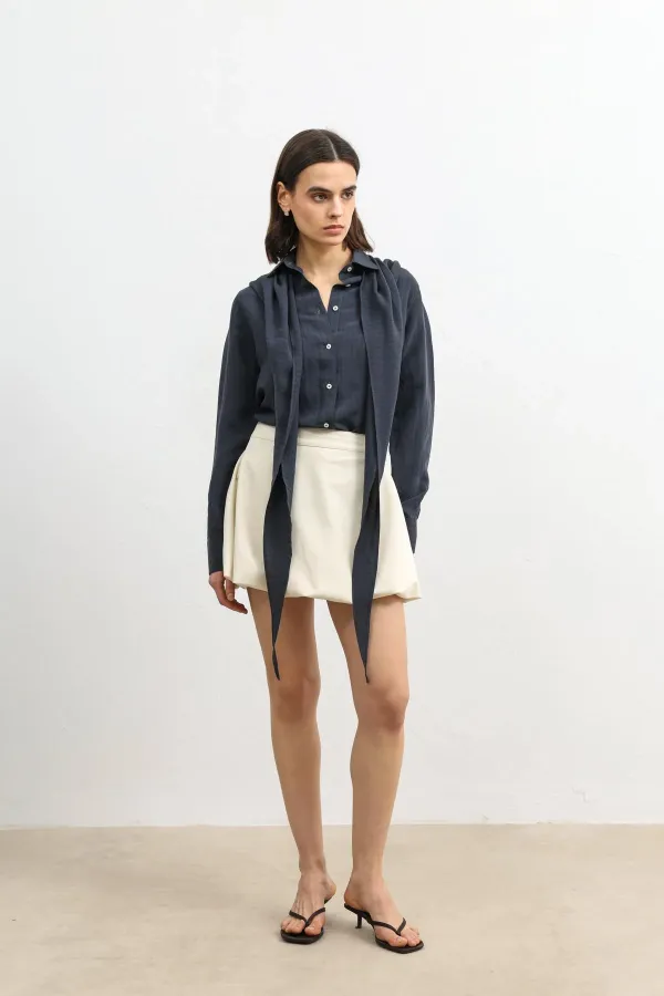 Antioch Antrasit Mendil Detaylı Kadın Gömlek