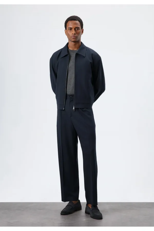 Antioch Navy Relax Fit Striped Men's Trousers