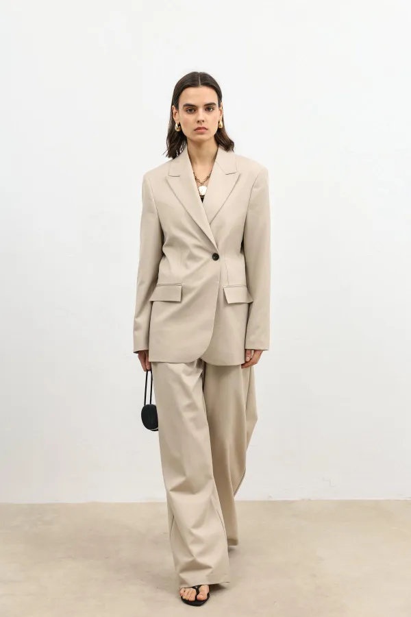 Antioch Beige Double-Breasted Women's Blazer