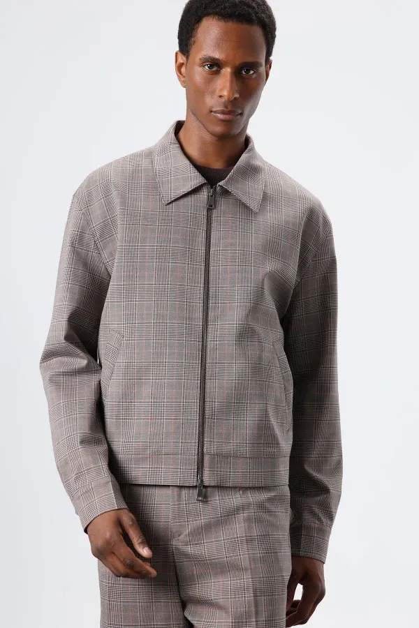 Antioch Kahve Ekoseli Mevsimlik Erkek Mont