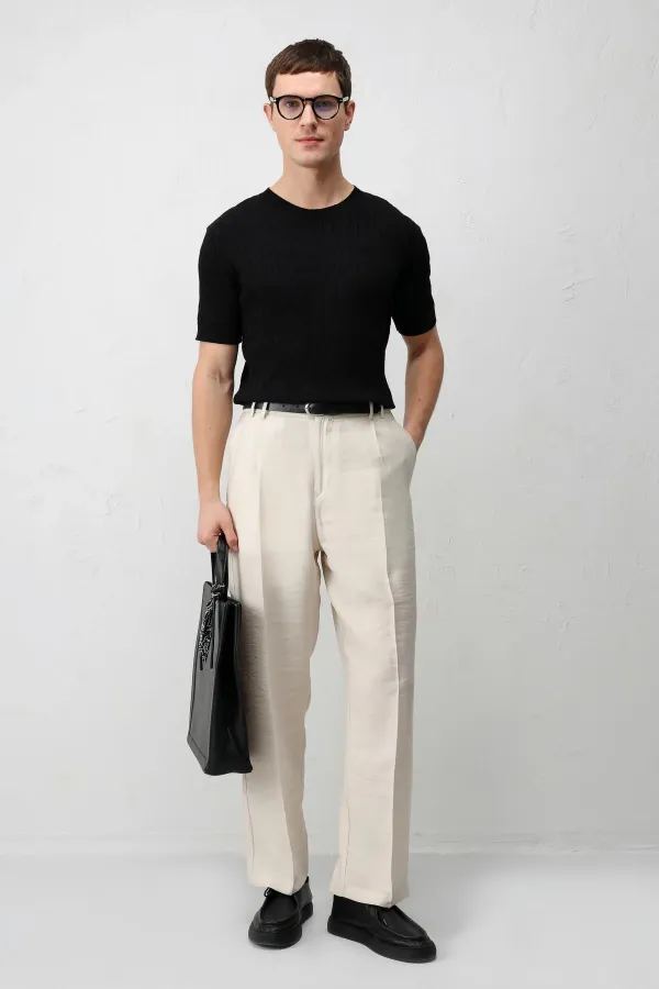 Pantalon homme Antioch Stone Lyocell coupe décontractée à plis