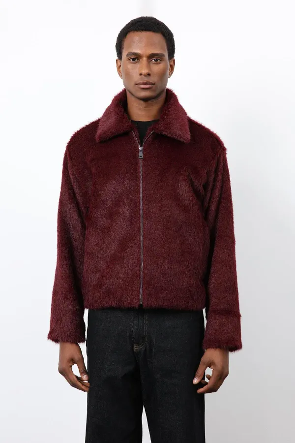 Antioch Bordo Yumuşak Dokulu Erkek Mont