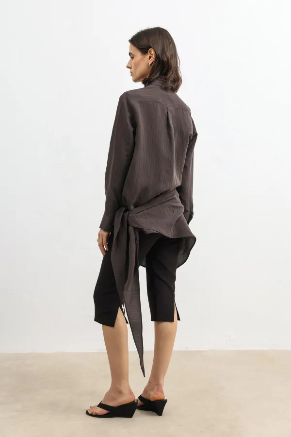 Antioch Kahve Mendil Detaylı Kadın Gömlek