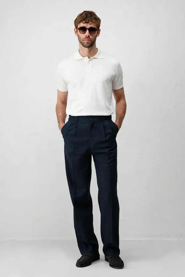 T-shirt à col polo slim confort écru pour homme Antioch