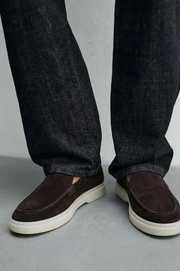 Mocassins en cuir suédé Antioch Coffee avec surpiqûres