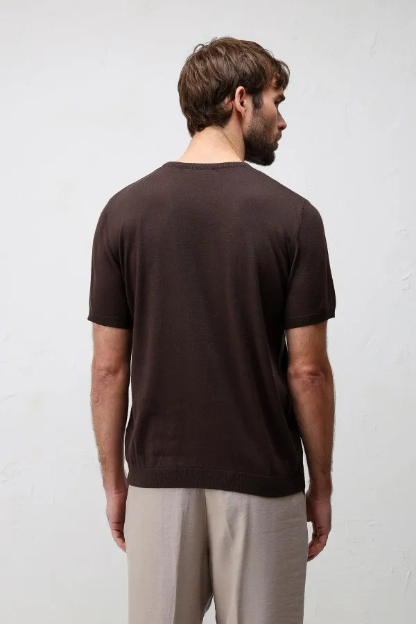 Antioch Kahve Comfort Slim Triko T-Shirt