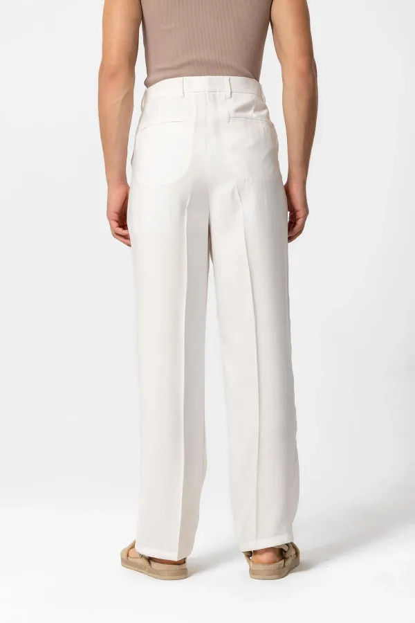 Antioch Ekru Yüksek Bel Pileli Baggy Erkek Pantolon