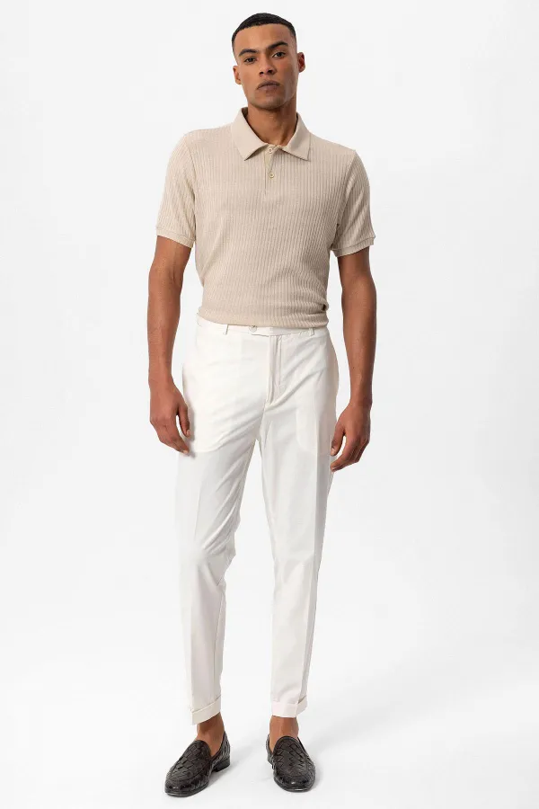 Antioch Bej Slim Fit Polo Yaka Erkek T-Shirt