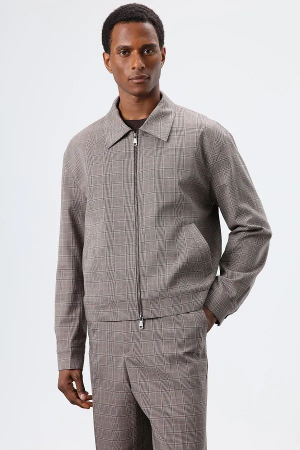 Antioch Kahve Ekoseli Mevsimlik Erkek Mont