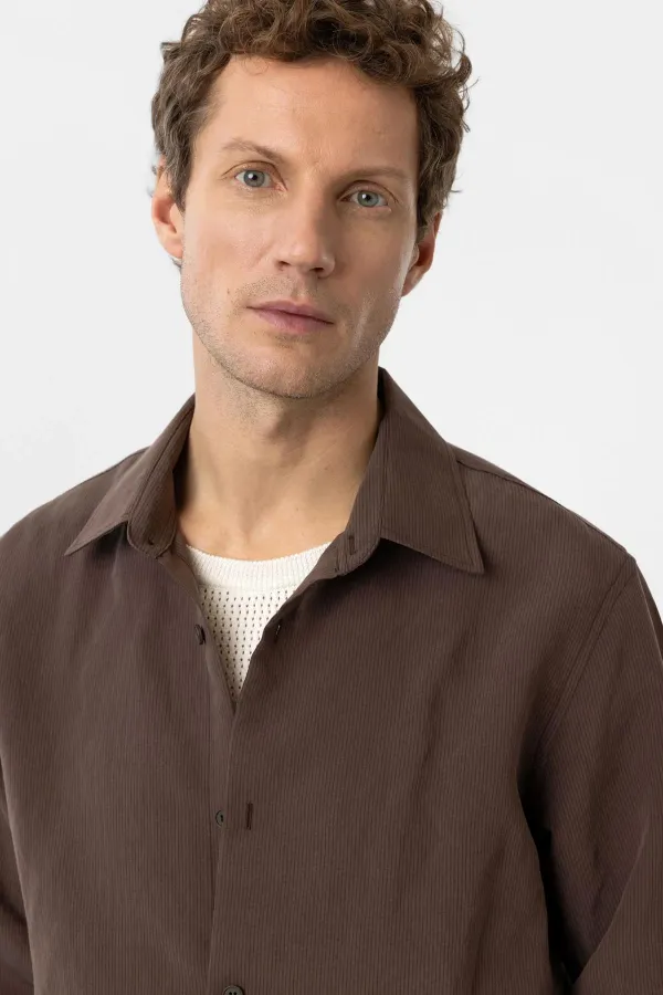 Antioch Kahve Relax Fit Modal Kumaş Erkek Gömlek