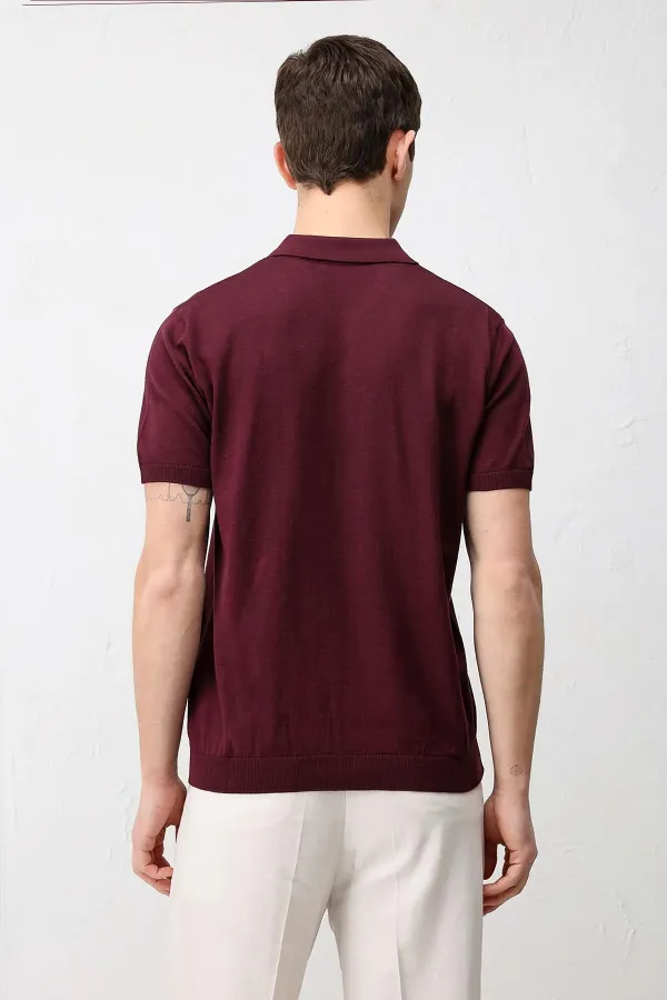 Antioch Bordo Comfort Slim Polo Yaka Erkek Triko T-Shirt