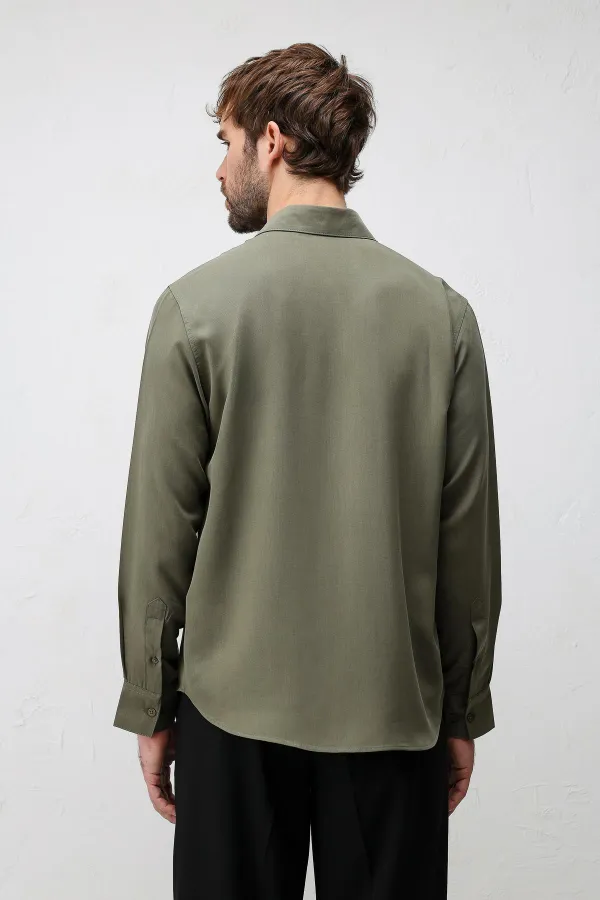 Antioch Dark Khaki Technical Regular Fit Men's Shirt